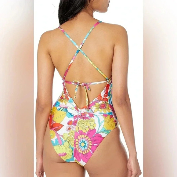 🆕 Trina Turk Women's Standard Fontaine High Cut One Piece Bathing Swimsuit - Picture 3 of 10